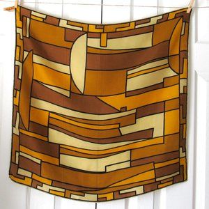 ITALIAN SCARF Made for Peck & Peck Abstract Gold Brown Tan Lines 100% Pure Silk